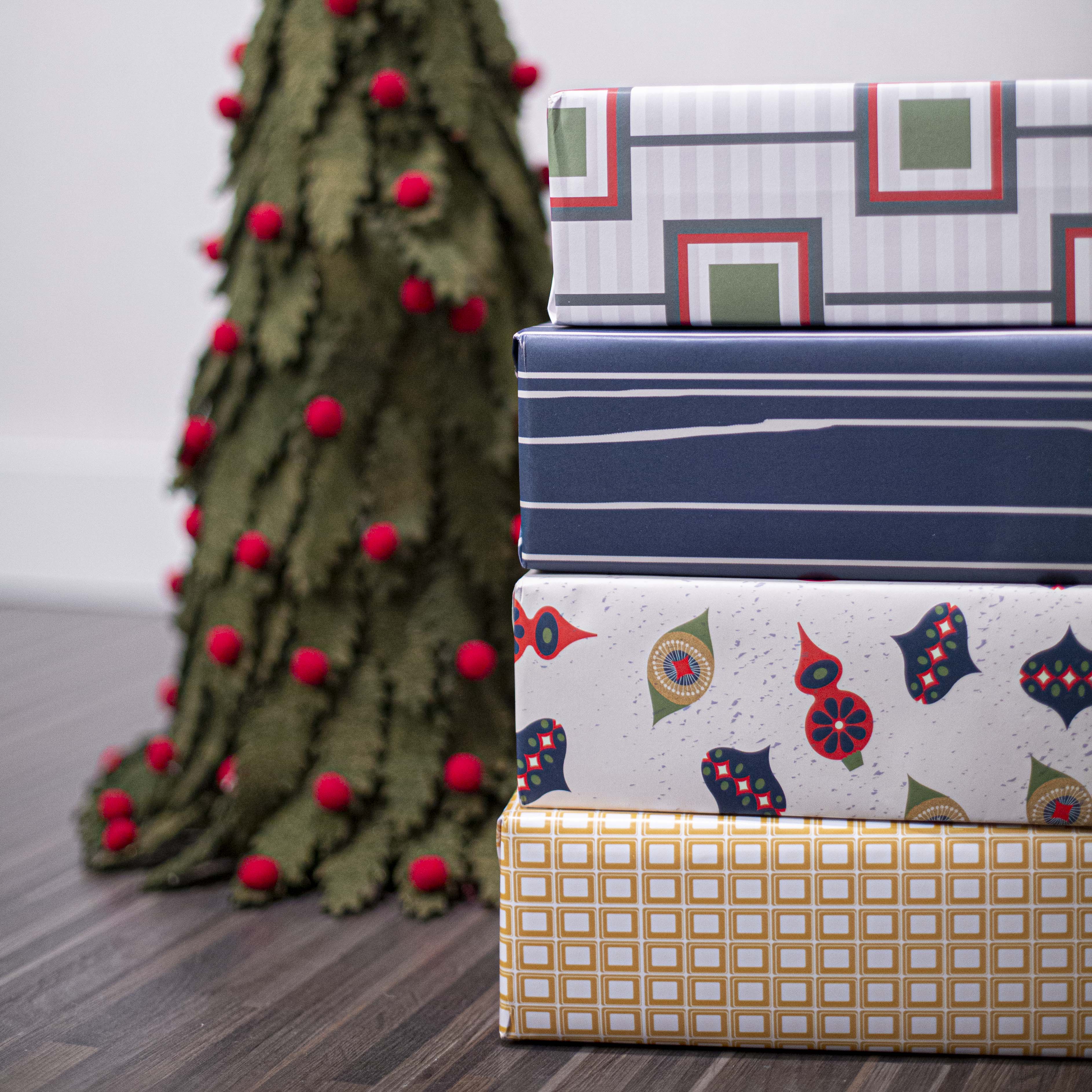 Blue Worn Stripe Gift Wrap - ModLoungePaperCompany
