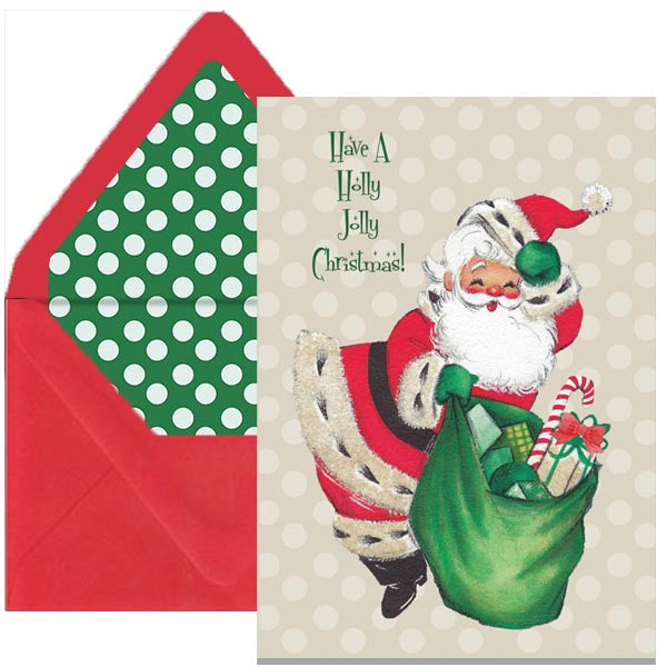 Holly Jolly Santa Greeting Card - ModLoungePaperCompany
