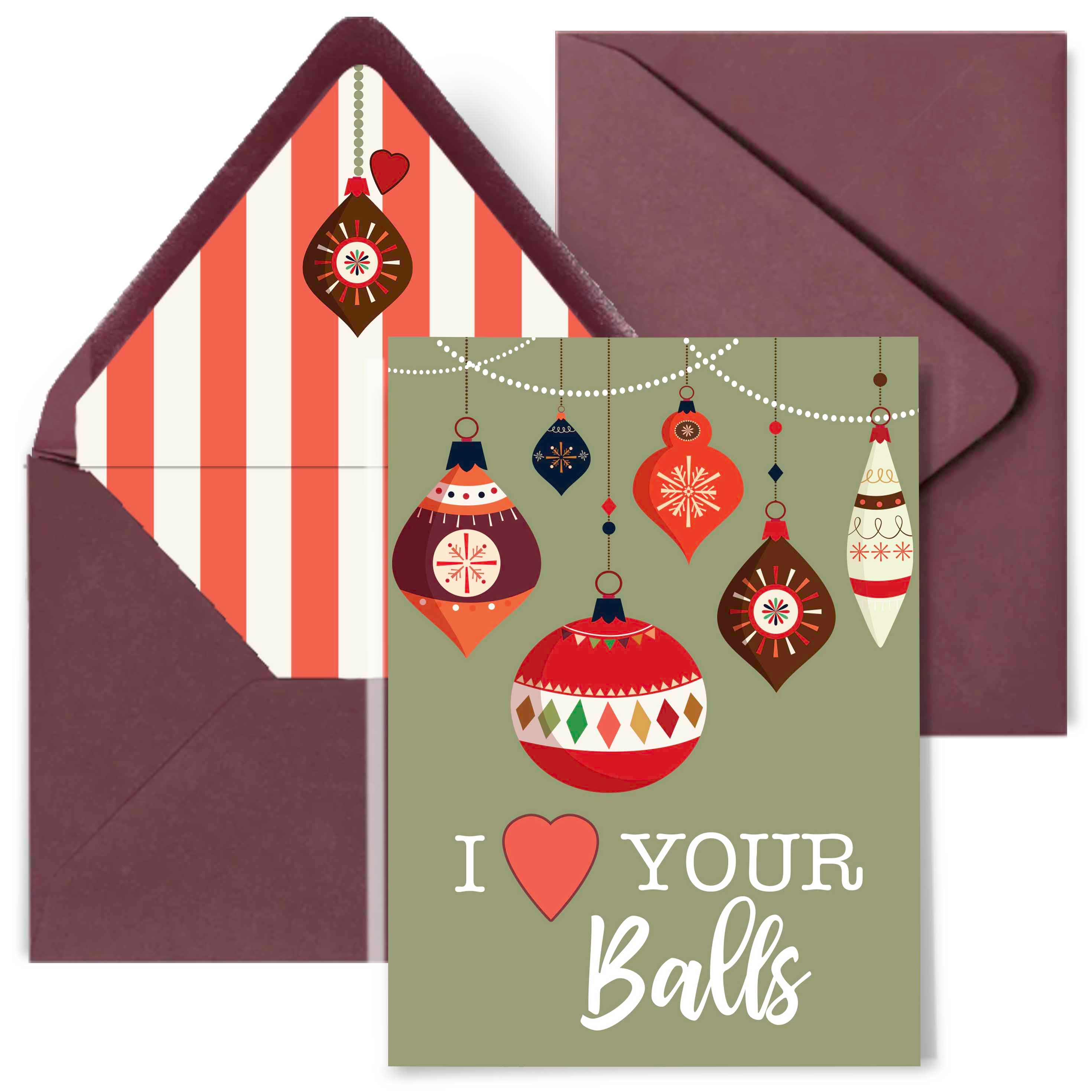 I Heart Your Balls Retro Ornament Funny Holiday Greeting Card