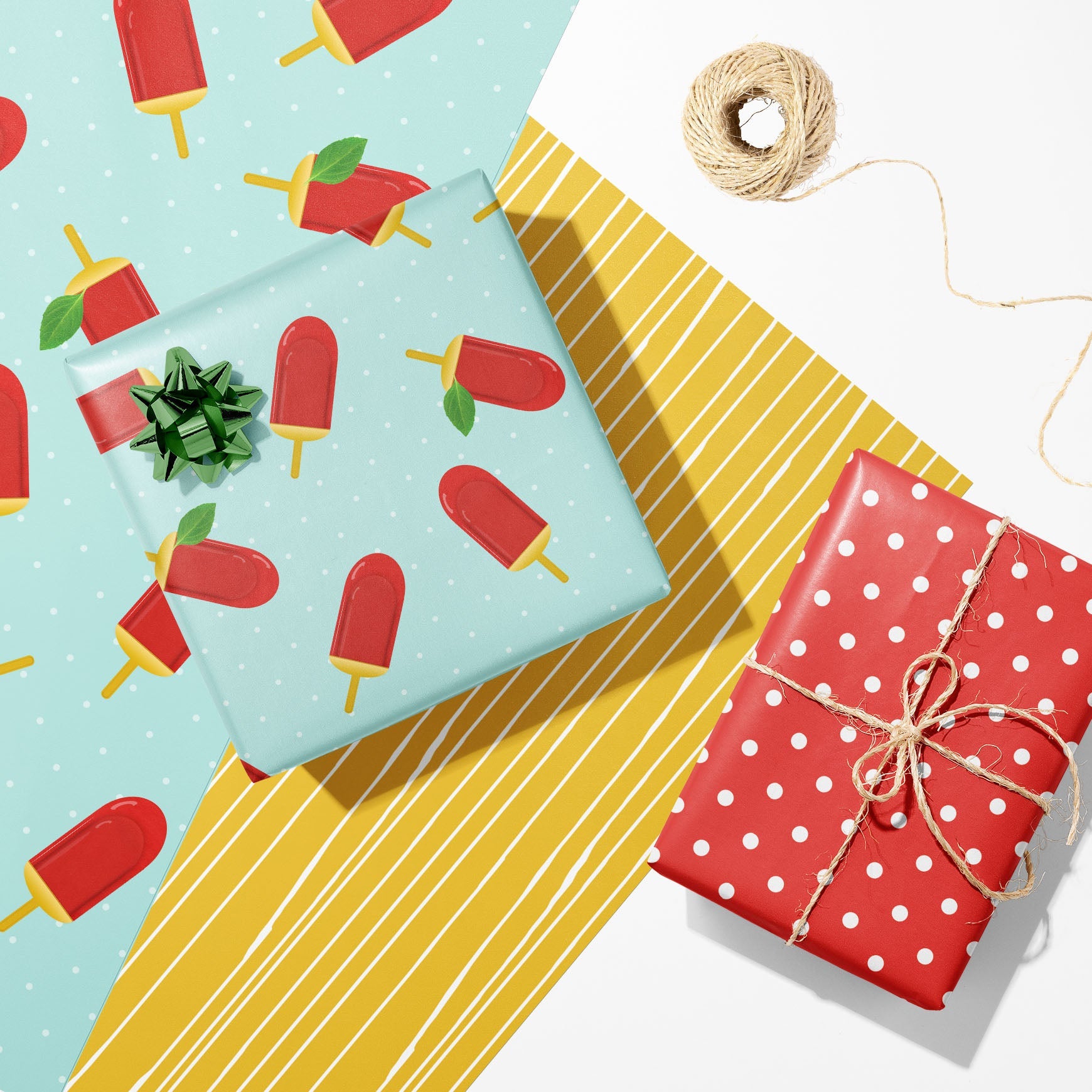 Ice Popsicle Retro Gift Wrap Summer Wrapping Paper Sheet