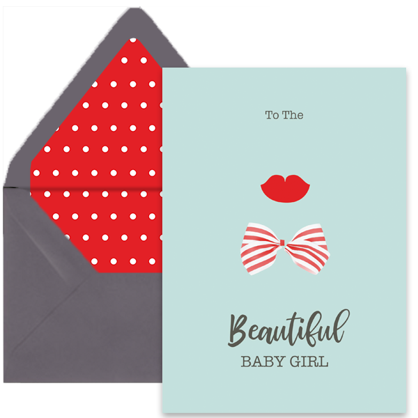 Lips and Bow Newborn Greeting Card - ModLoungePaperCompany