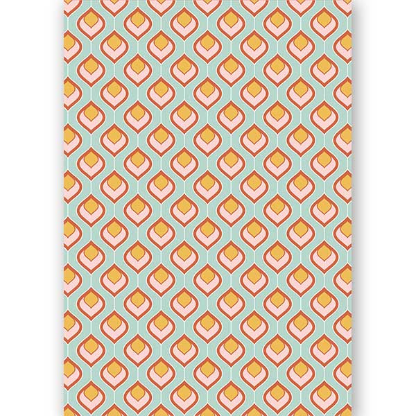 mid century modern aqua and pink geometric gift wrap ModLoungePaperCompany