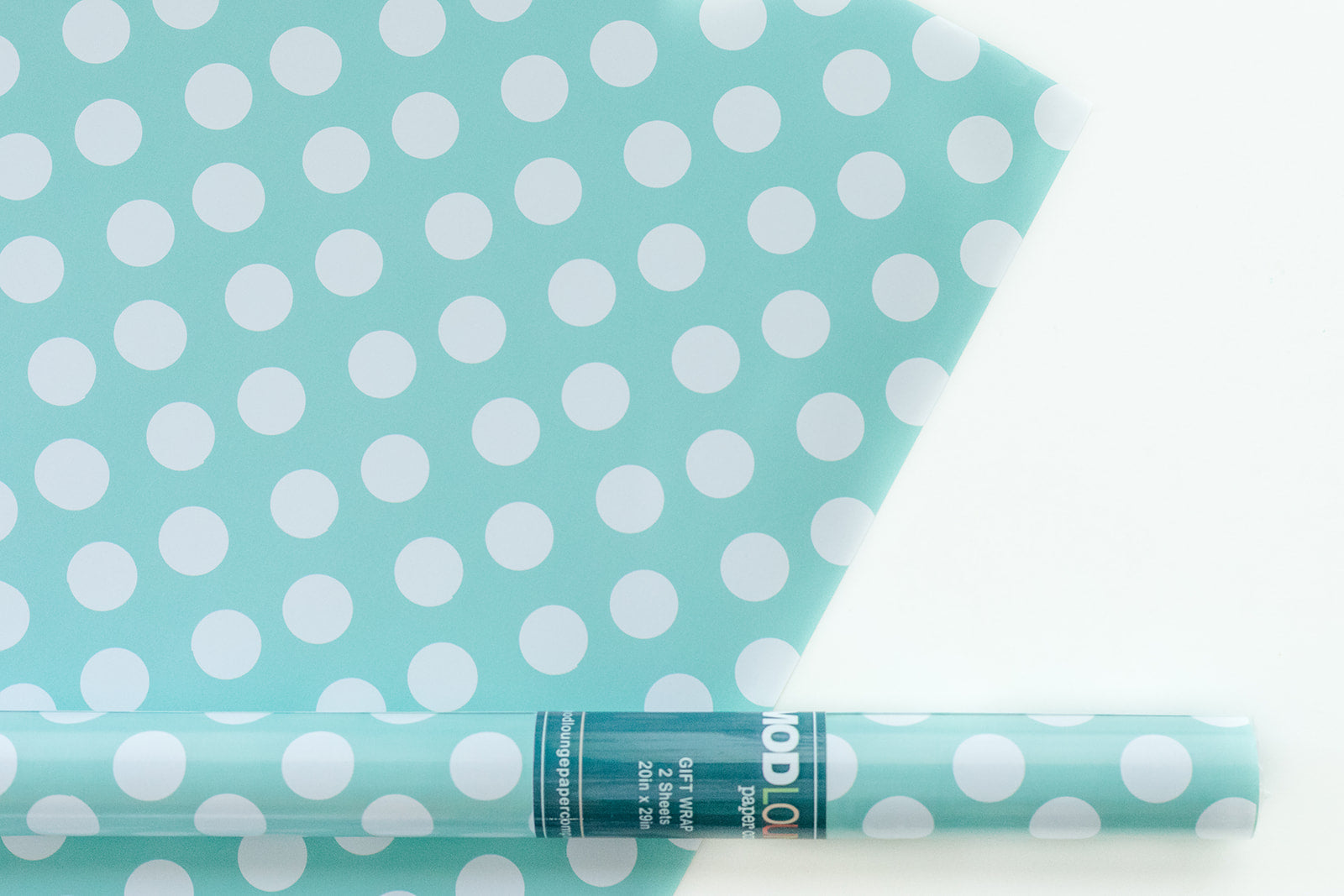 aqua blue polka dot gift wrap