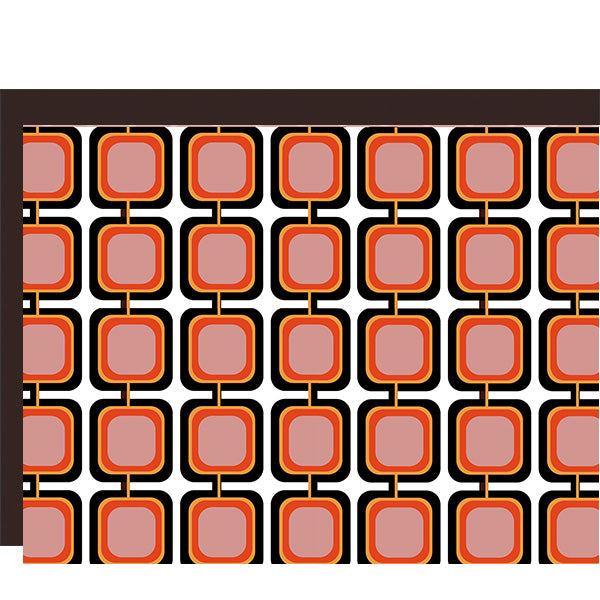 Pink Retro Squares Mid Century Modern Notecard