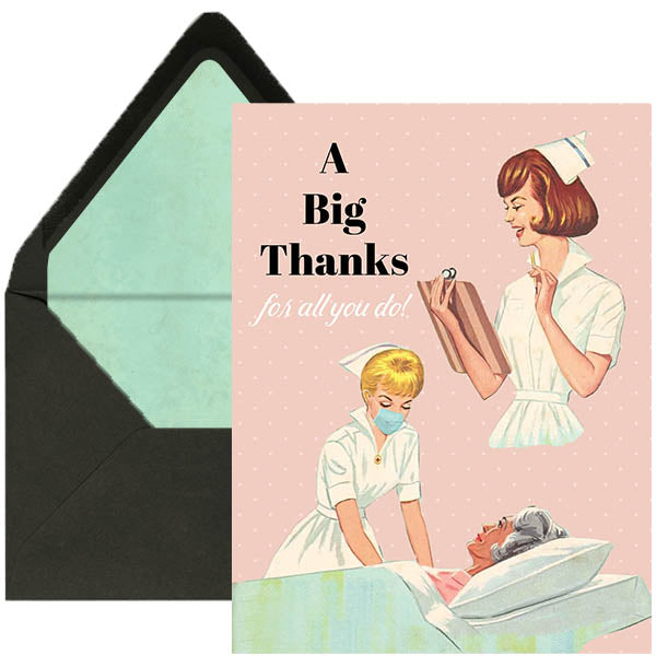 Vintage Nurse Thanks Card - ModLoungePaperCompany