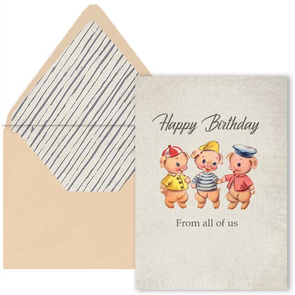 Three Little Pigs Birthday Card - ModLoungePaperCompany