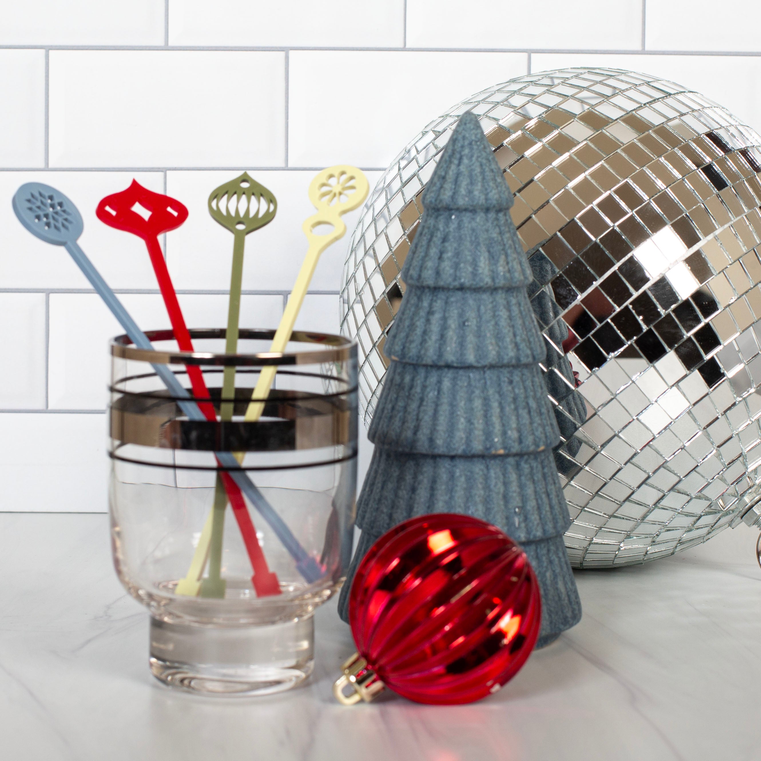 Retro Ornament Holiday Beverage Mixing Swizzle Stix