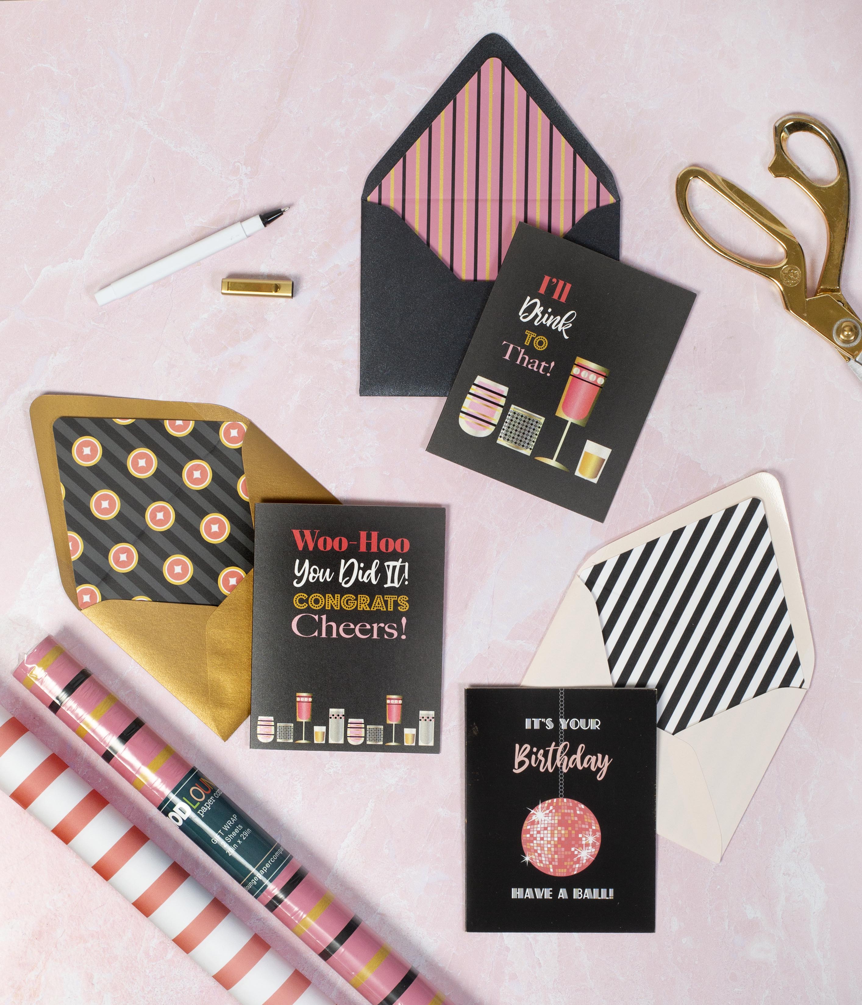 vintage cocktail cheers you did it greeting card with liner