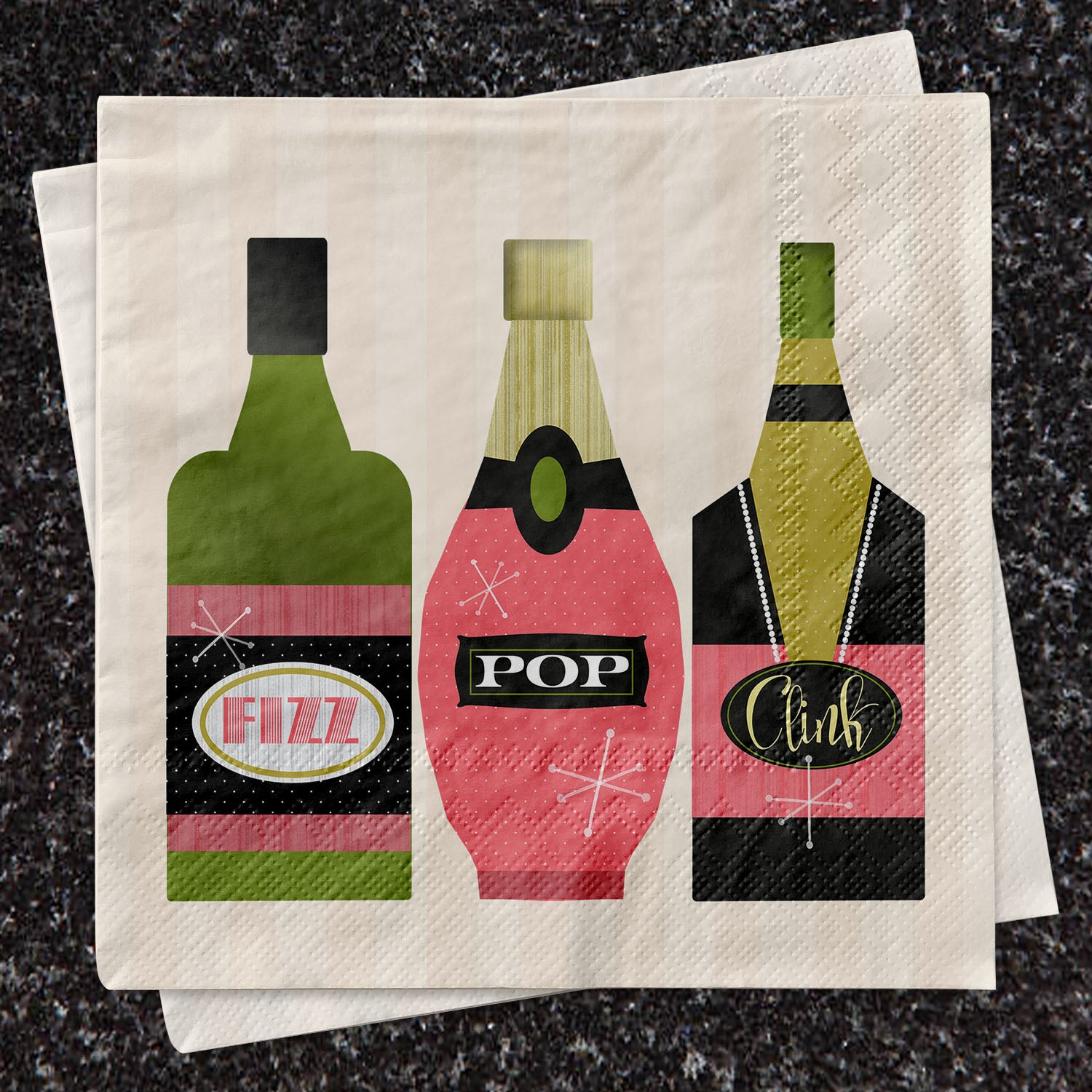 Pop Clink Fizz Prosecco Champagne Cocktail Beverage Napkin
