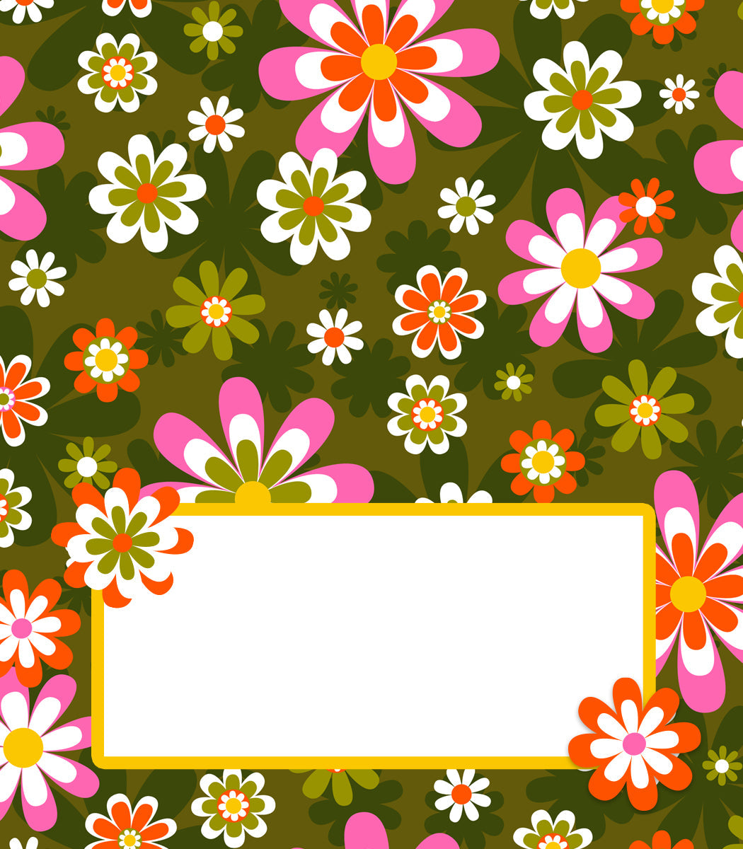 retro flower double sided place card | bridal shower cards | vintage summer party theme