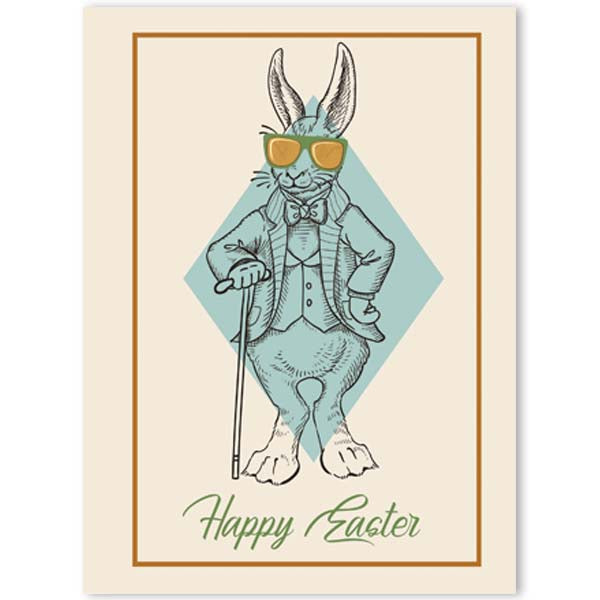 Hipster Rabbit Easter Greeting Card - ModLoungePaperCompany