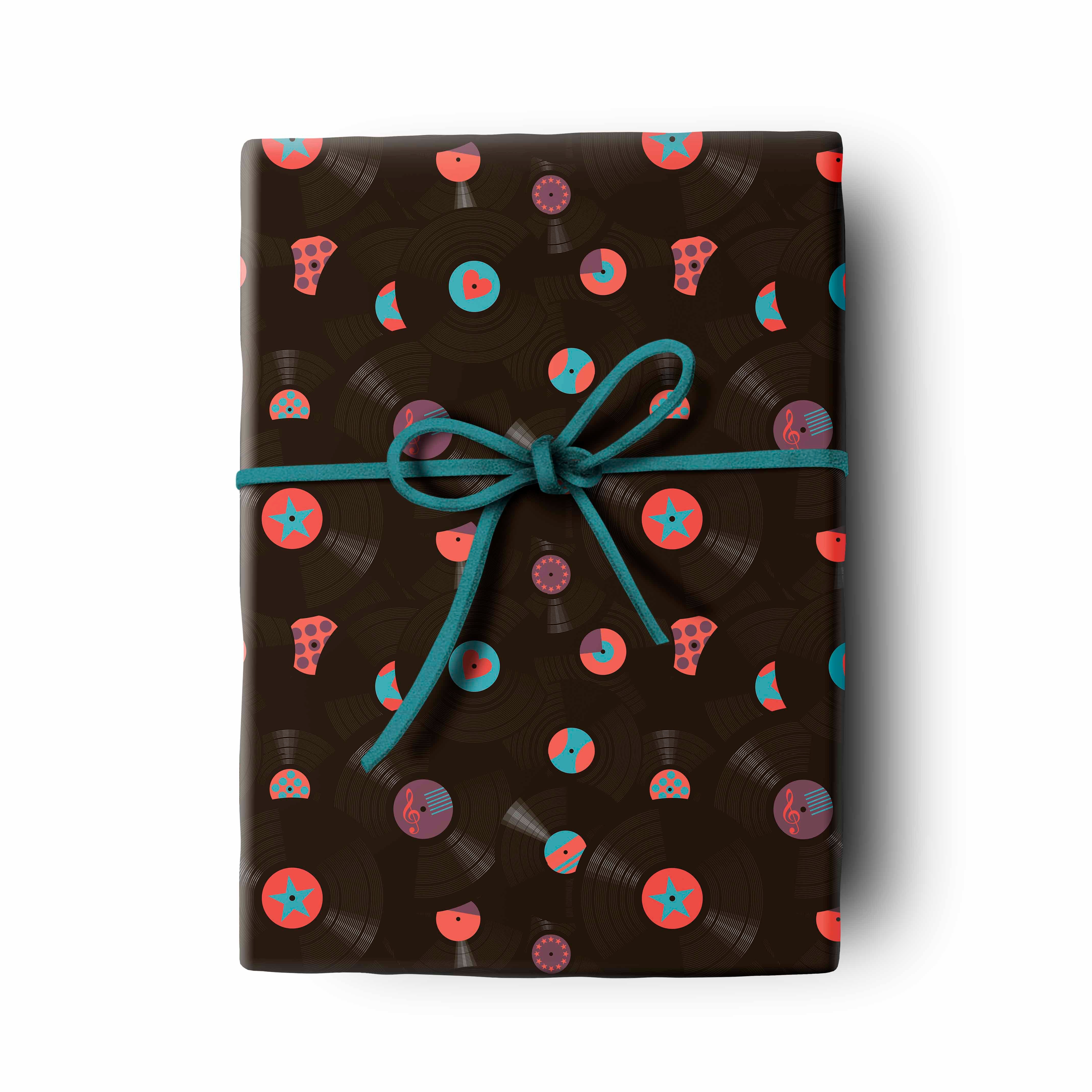 vintage record gift wrap