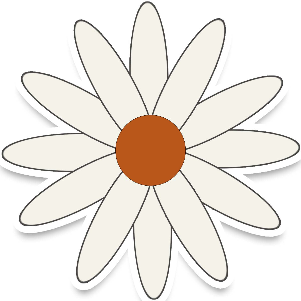 White Large Retro Flower Vinyl Sticker