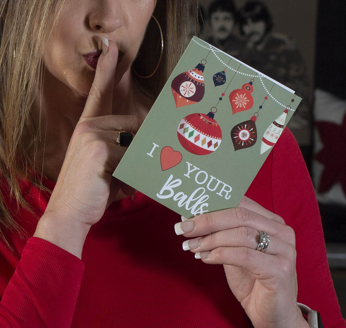 I Heart Your Balls Retro Ornament Funny Holiday Greeting Card