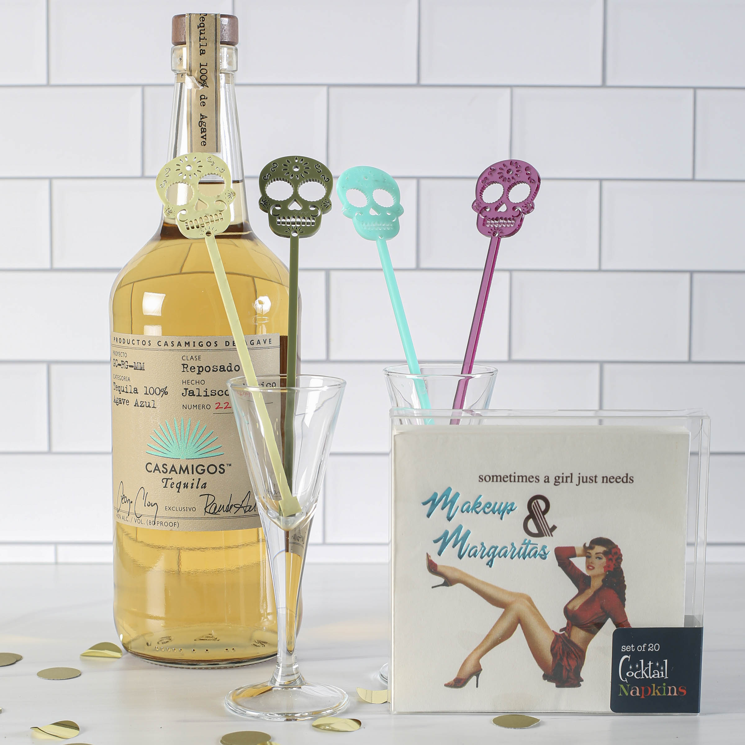 Day of the Dead Sugar Skull Beverage Mixing Swizzle Stix
