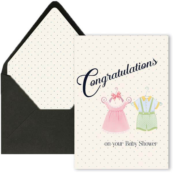 Vintage Baby Boy and Girl Shower Card - ModLoungePaperCompany