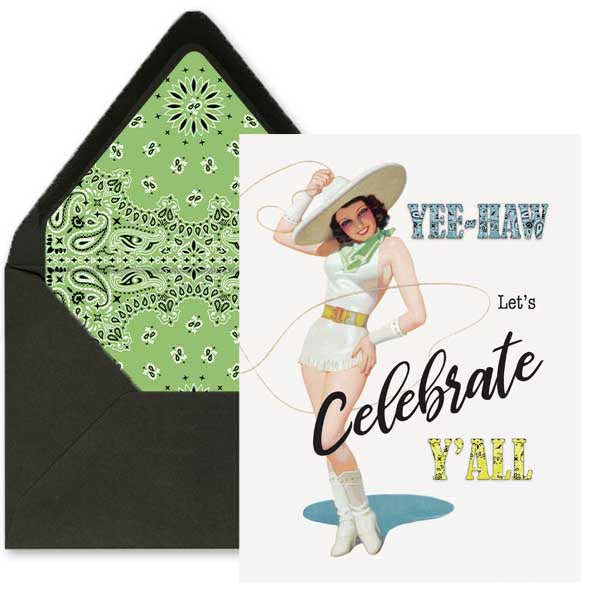 Western Lasso Pinup Girl Birthday Card - ModLoungePaperCompany