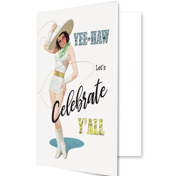 Western Lasso Pinup Girl Birthday Card - ModLoungePaperCompany