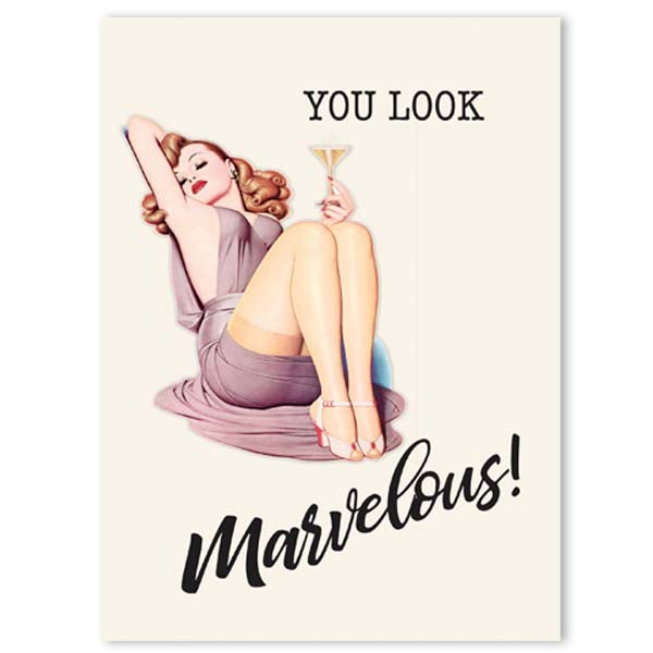 Martini Girl Pinup Birthday Card - ModLoungePaperCompany