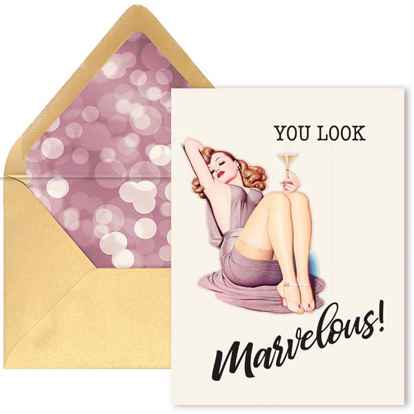 Martini Girl Pinup Birthday Card - ModLoungePaperCompany