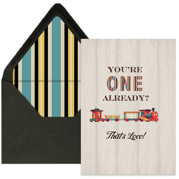 Vintage Train One Year Old Birthday Card - ModLoungePaperCompany