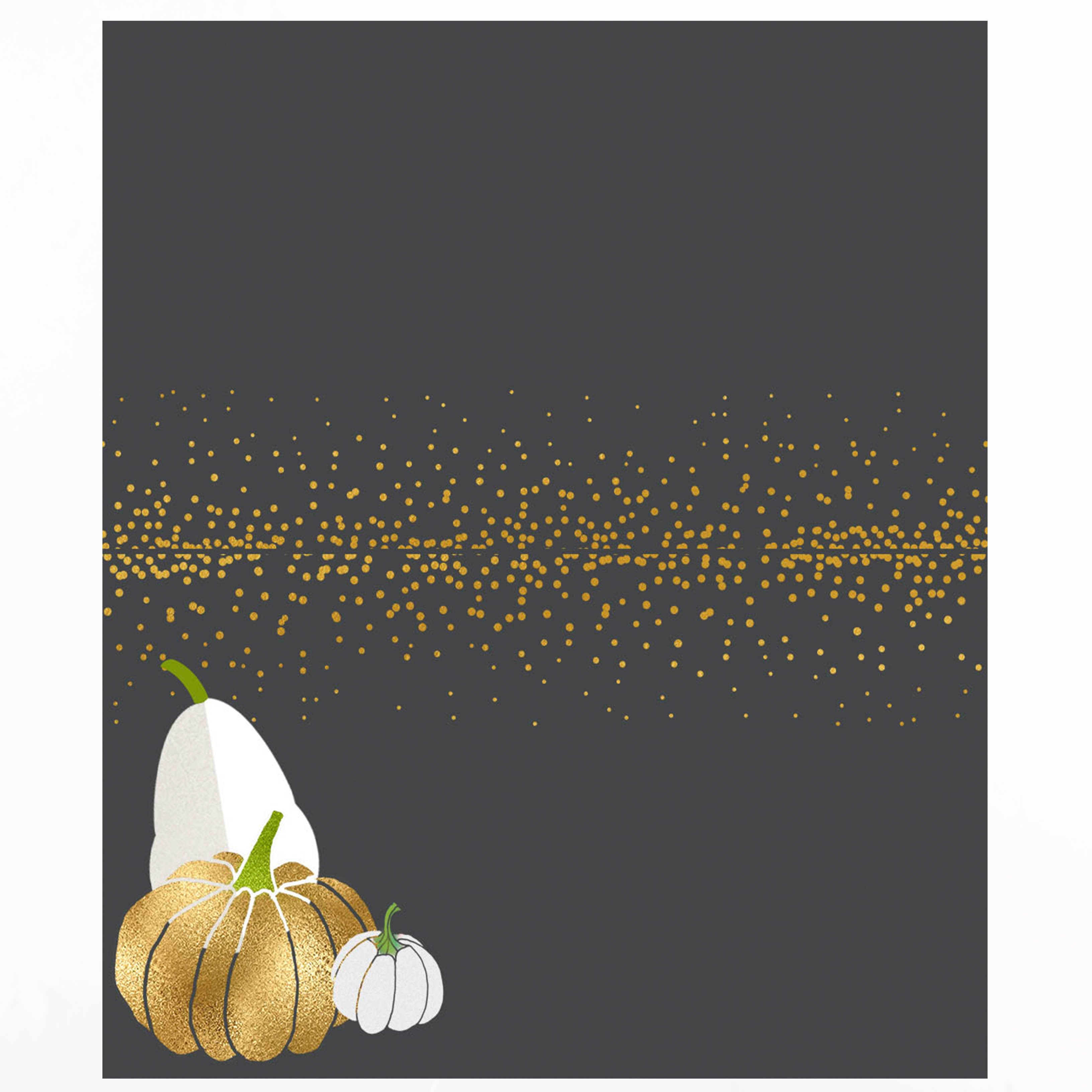 Gold Pumpkin and Pear Mid Century MOdern Folded Placecards, Fall table setting , Thanksgiving placecards, vintage glam table decor