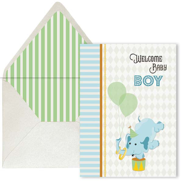 Vintage Circus Welcome Baby Card - Girl - ModLoungePaperCompany