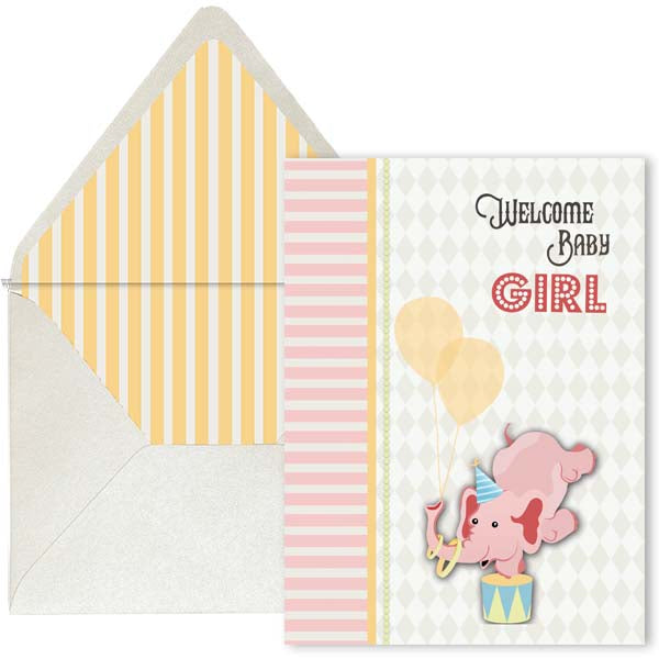 Vintage Circus Elephant Welcome Baby Card - Boy - ModLoungePaperCompany