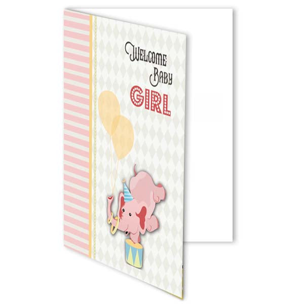 Vintage Circus Welcome Baby Card - Girl - ModLoungePaperCompany