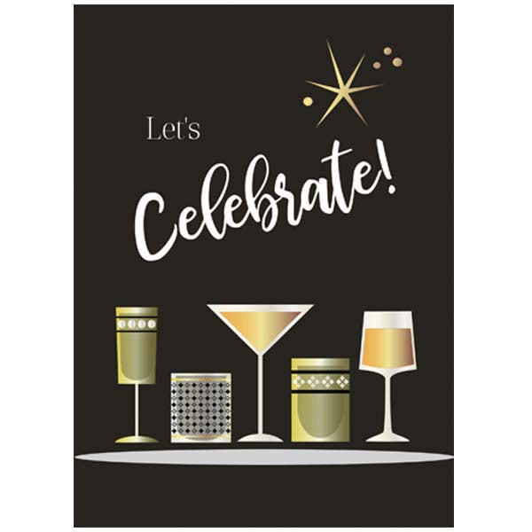 Vintage Cocktail Let's Celebrate Card - ModLoungePaperCompany