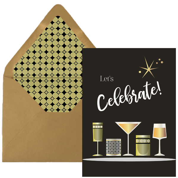 Vintage Cocktail Let's Celebrate Card - ModLoungePaperCompany