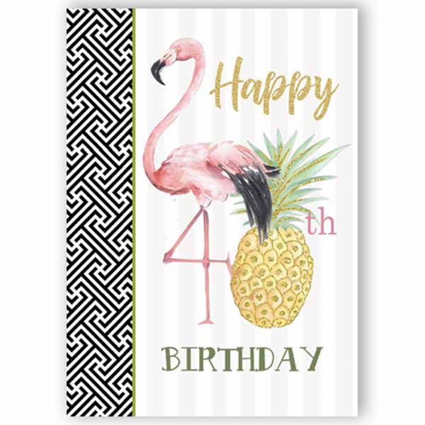 Flamingo 40th Birthday Card - ModLoungePaperCompany