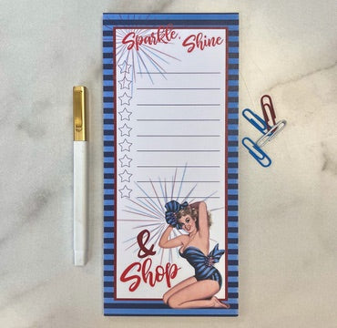 Patriotic Vintage Pinup Sparkle and Shine To Do Notepad