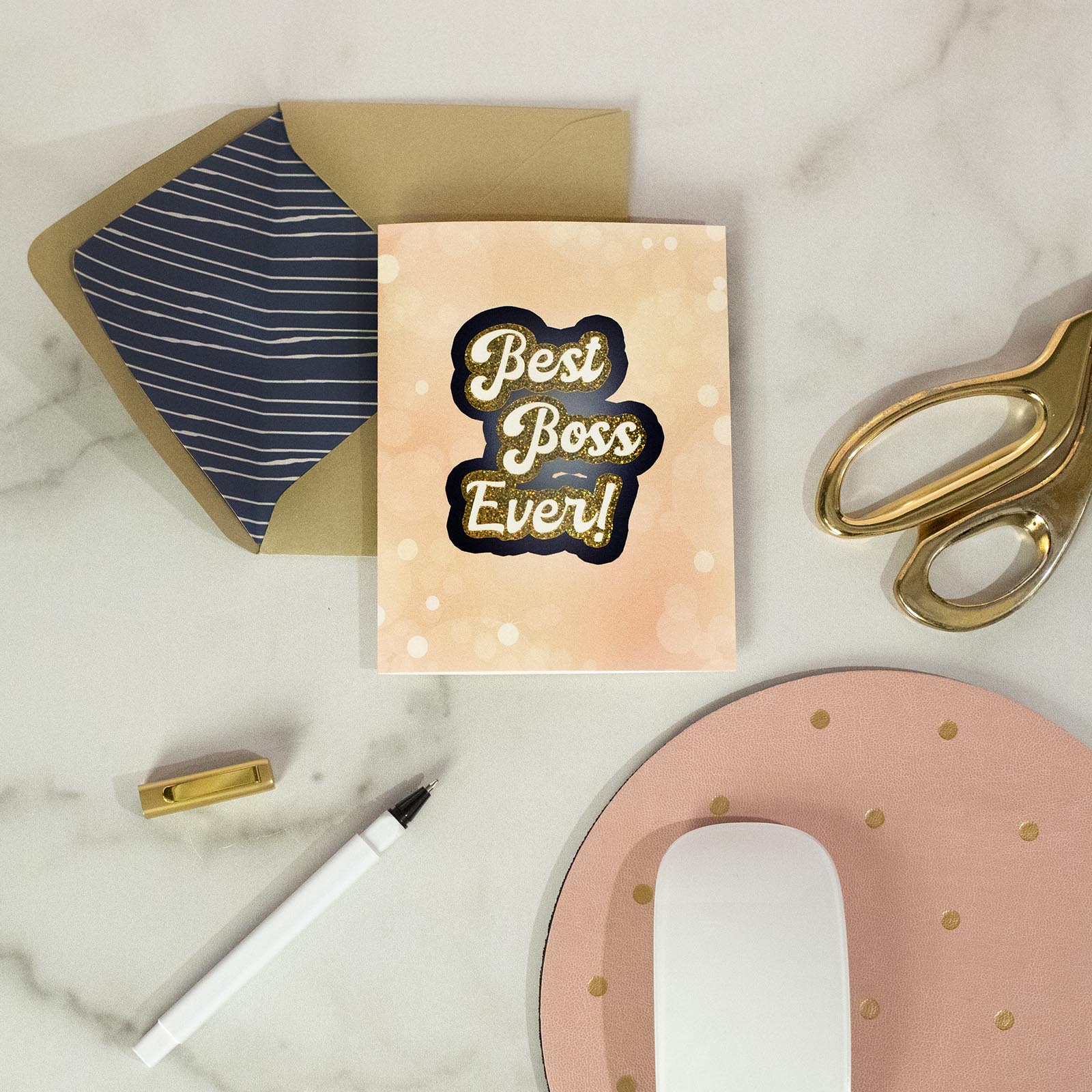 Best Boss Ever Glitter Greeting Card