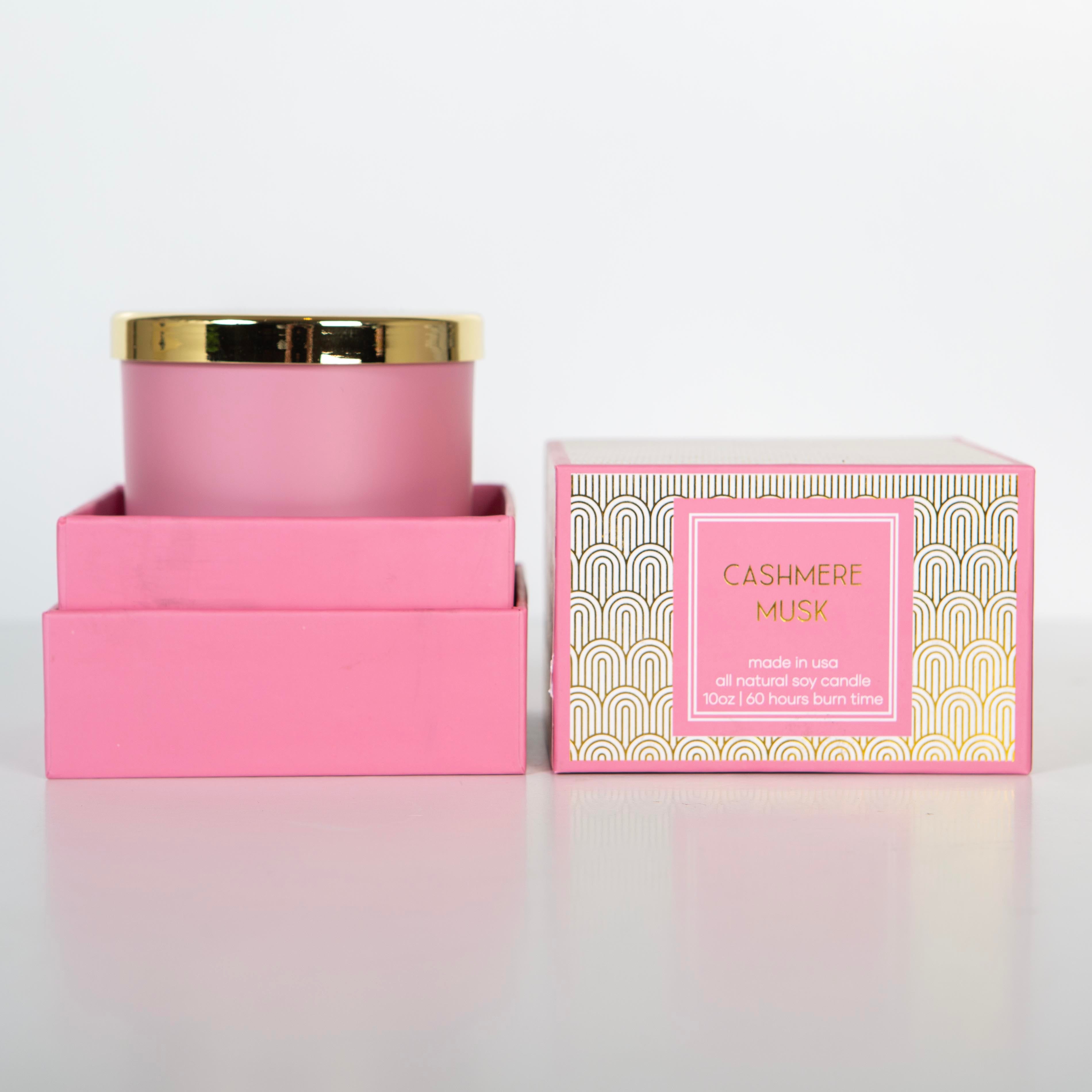 Pink and Gold Cashmere Musk Mid Century Foil Boxed Candle