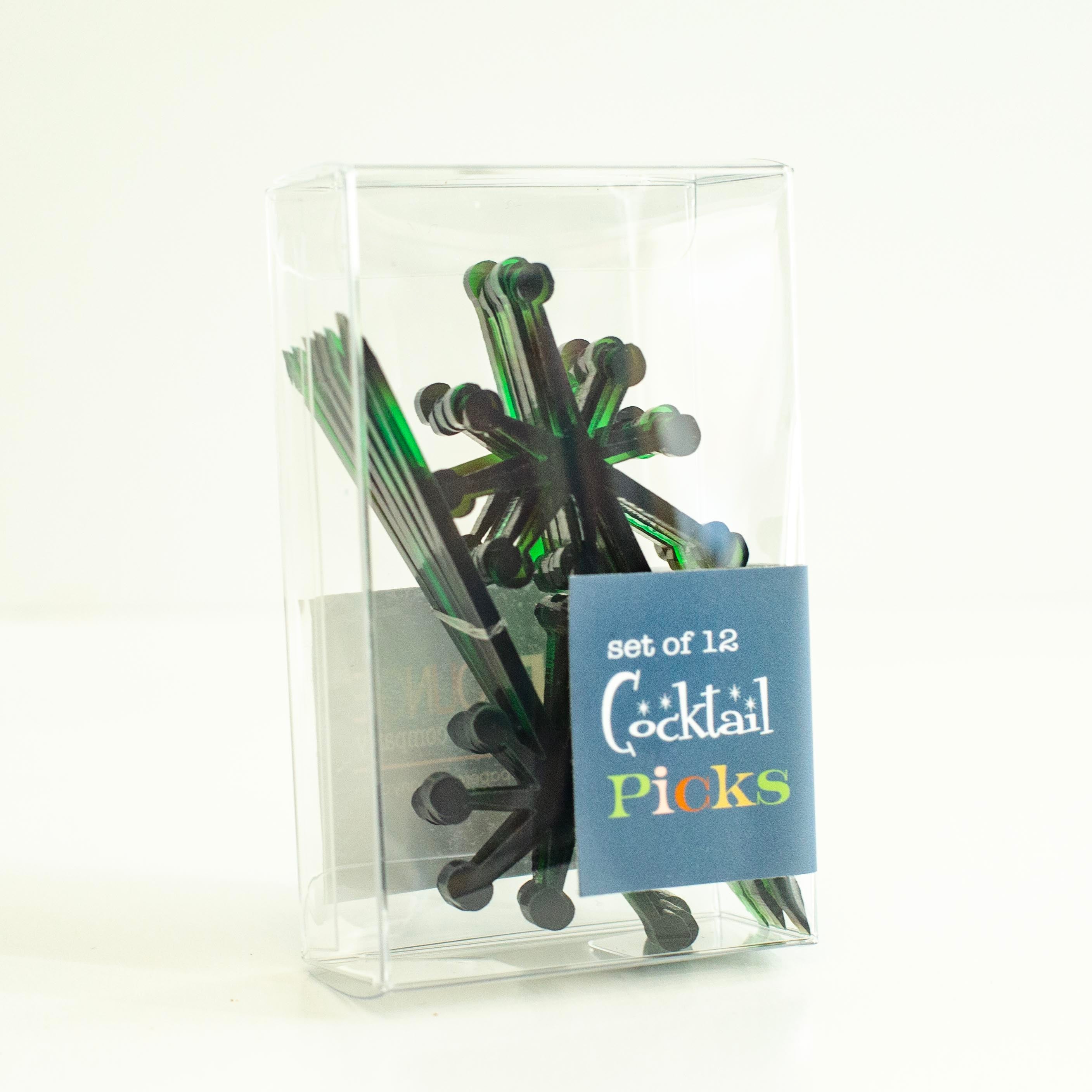 Green Tortoise Retro Starburst Acrylic Cocktail Appetizer Pick