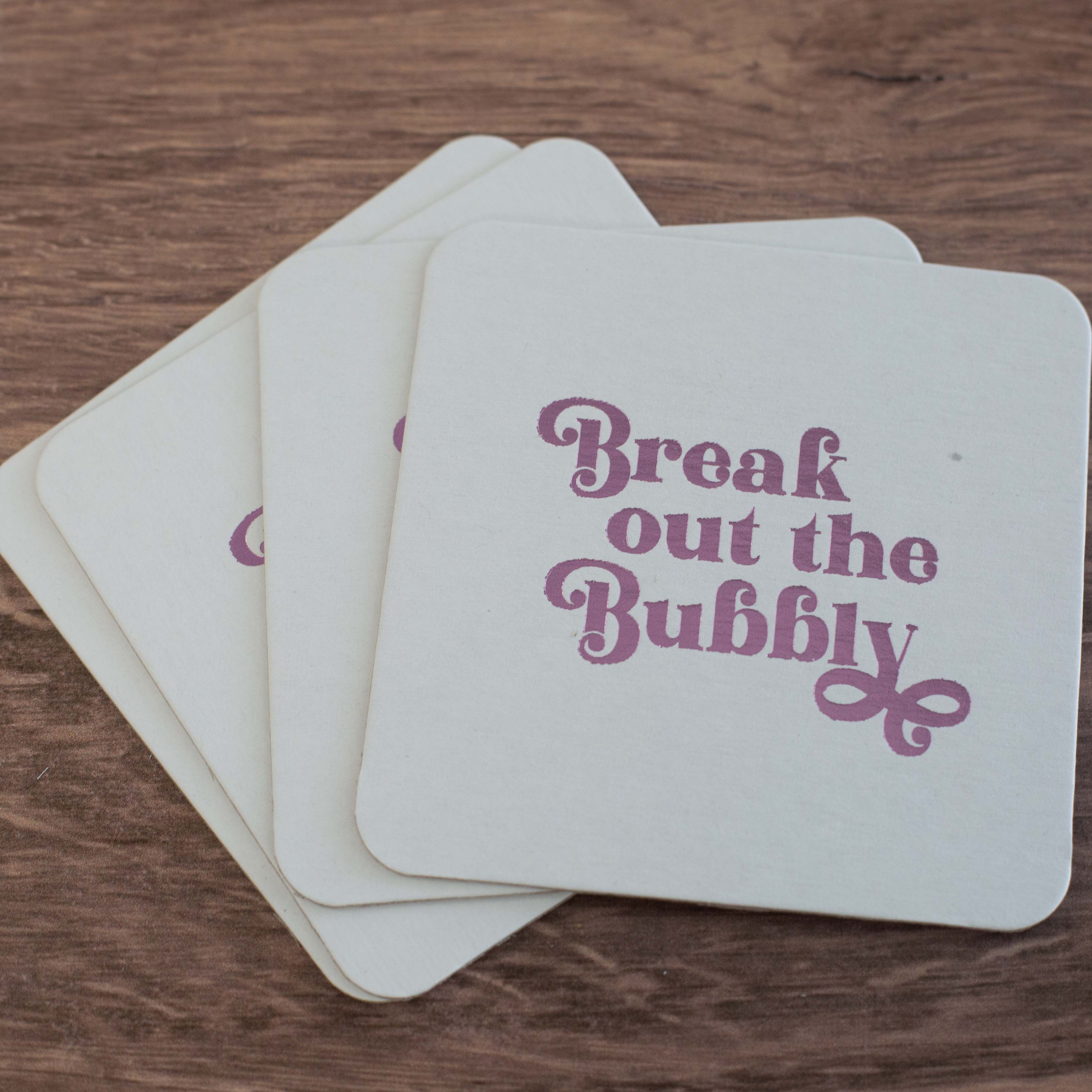 Break Out The Bubbly Pink Foil Paper Coaster Set