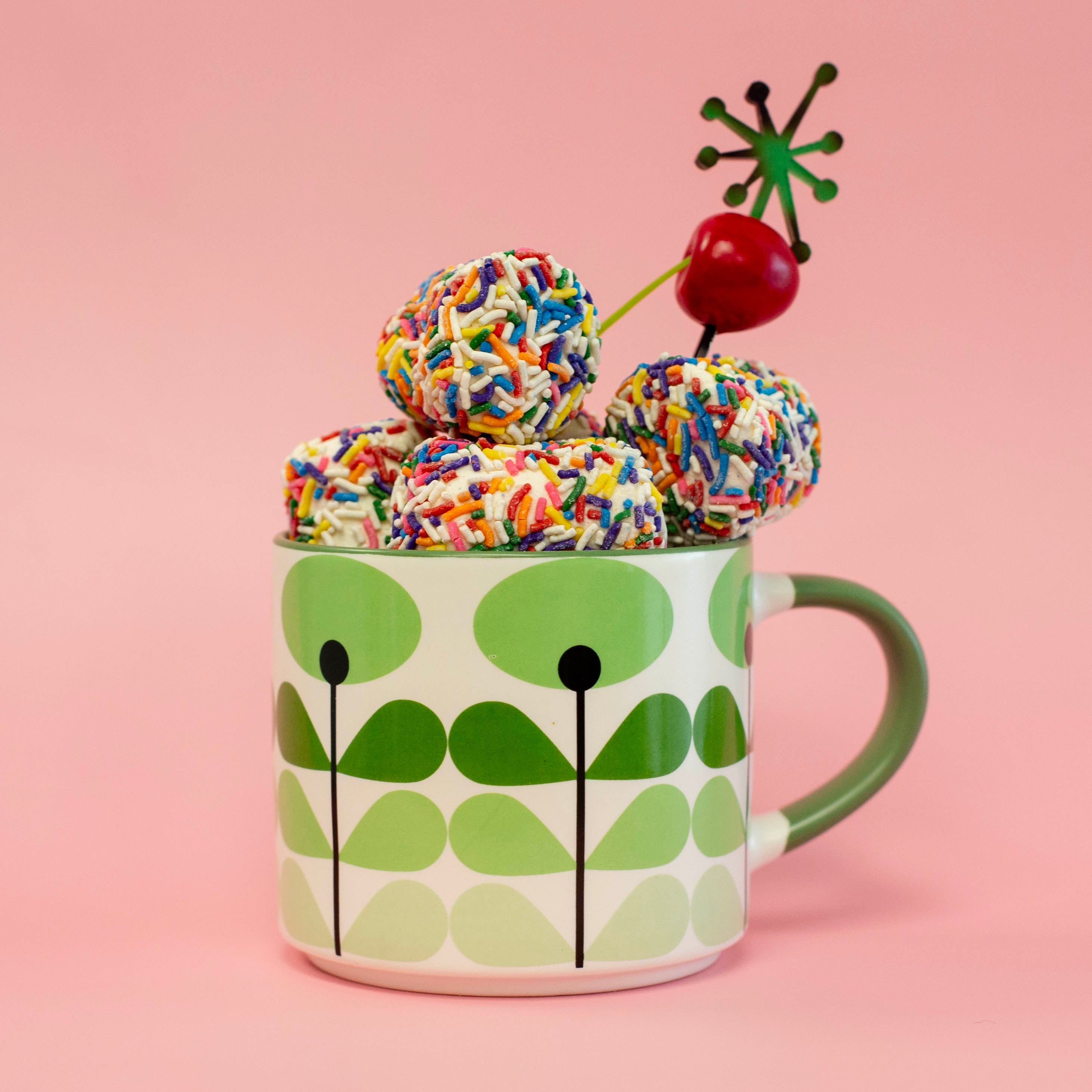 Green Flower Mid Century Modern Stackable Matte Coffee Tea Mug