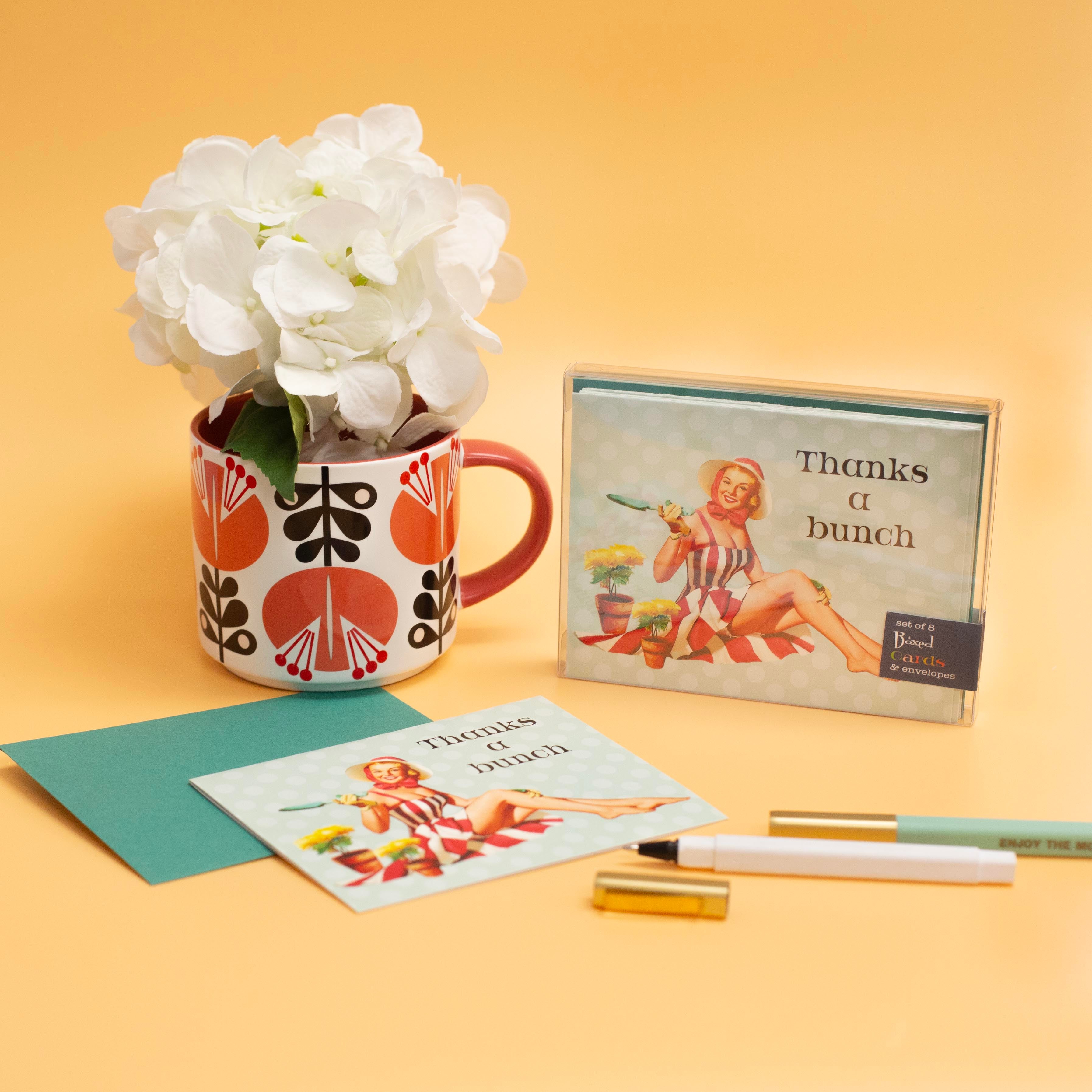 Thanks a Bunch Vintage Pinup Thank You Card Boxed Set of 8