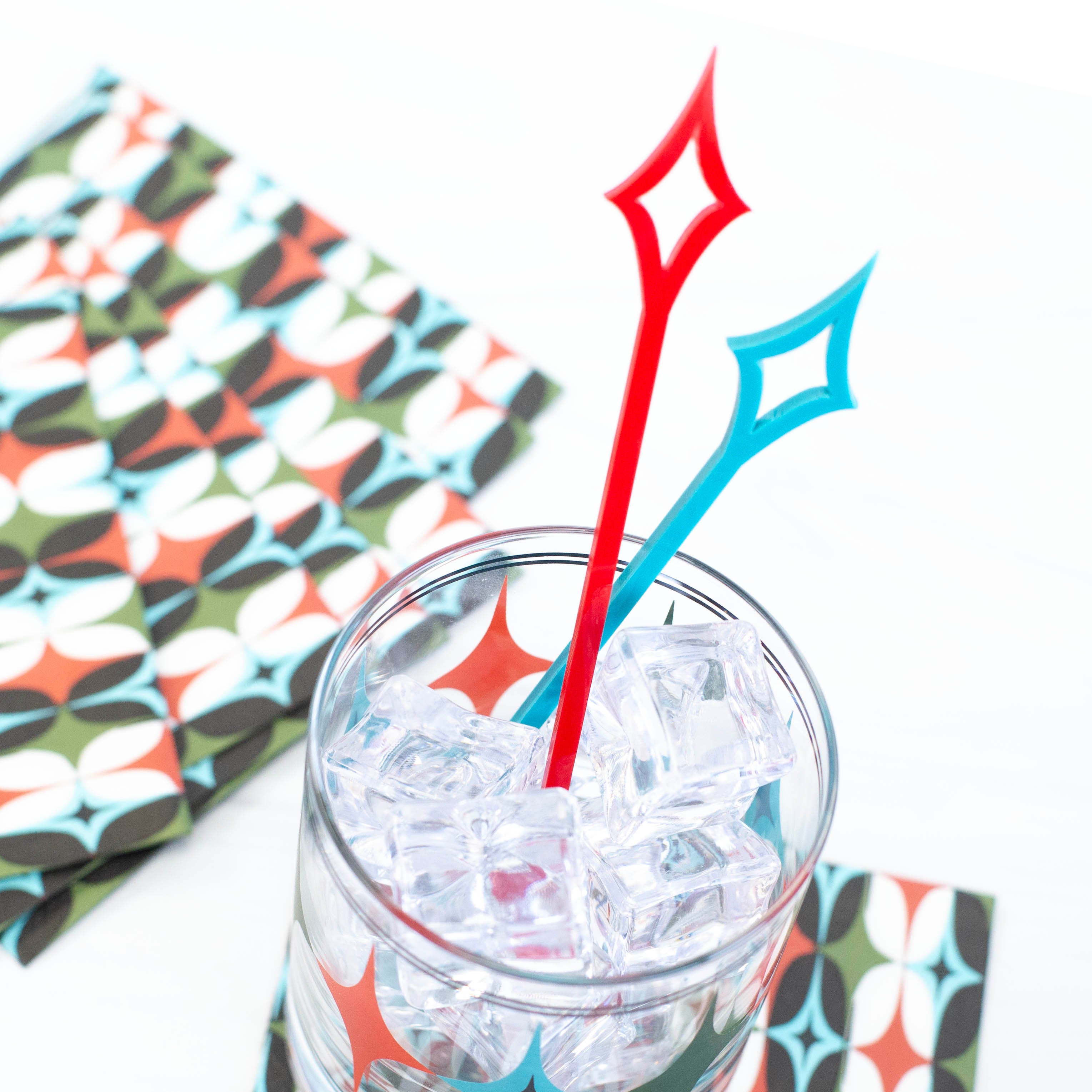 Starlight Diamond Retro Acrylic Swizzle Drink Stirrers