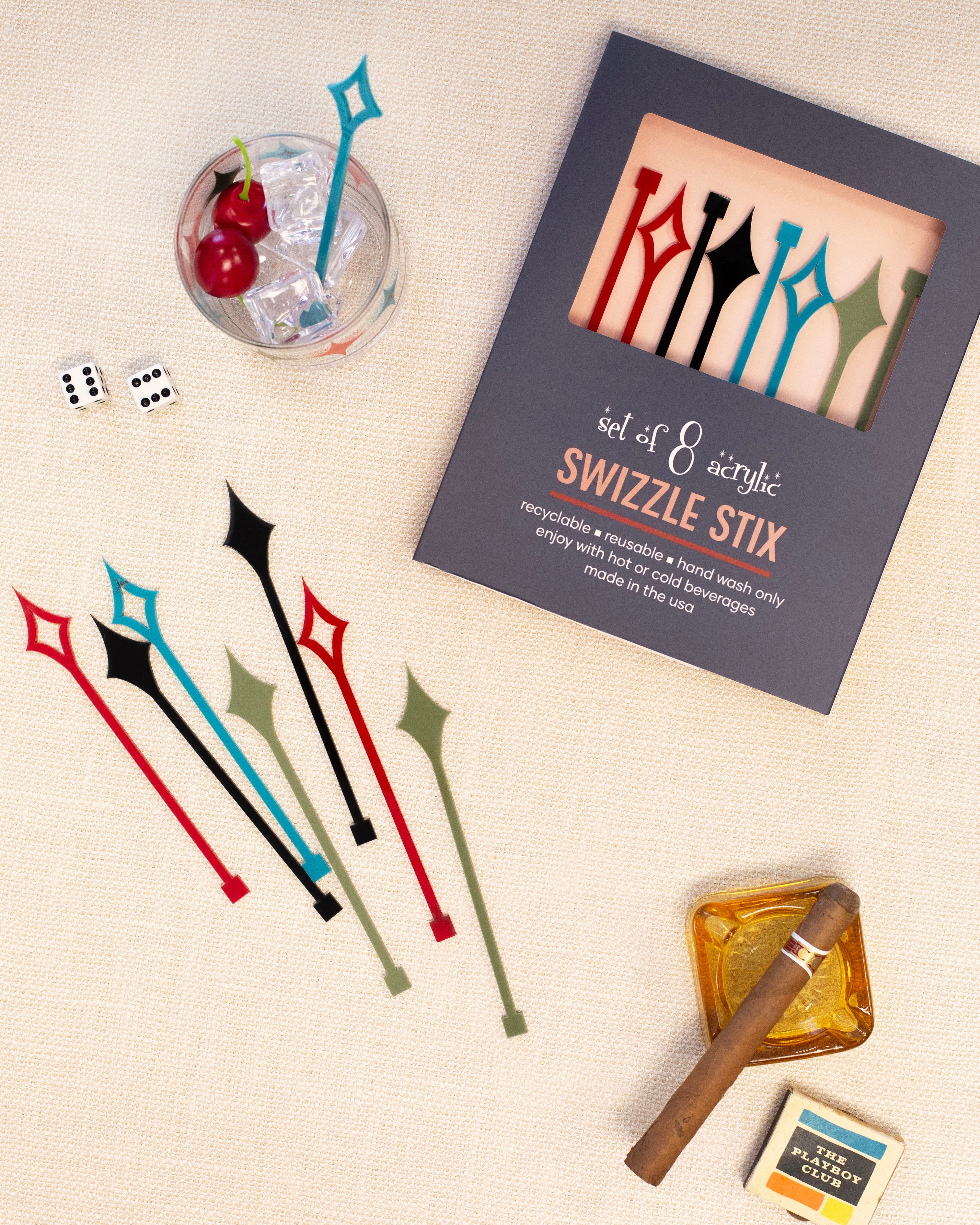 Starlight Diamond Retro Acrylic Swizzle Drink Stirrers