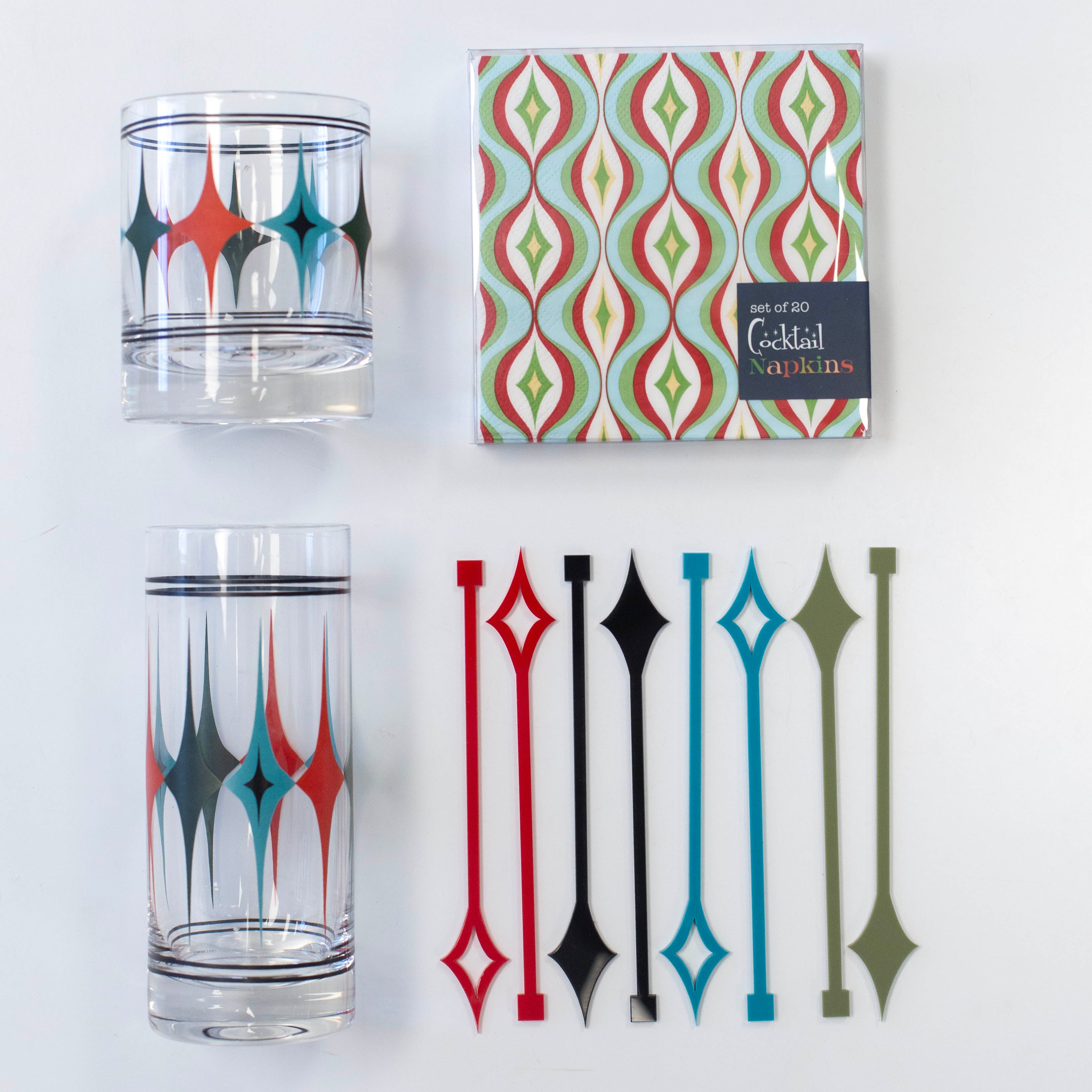 Starlight Diamond Retro Acrylic Swizzle Drink Stirrers