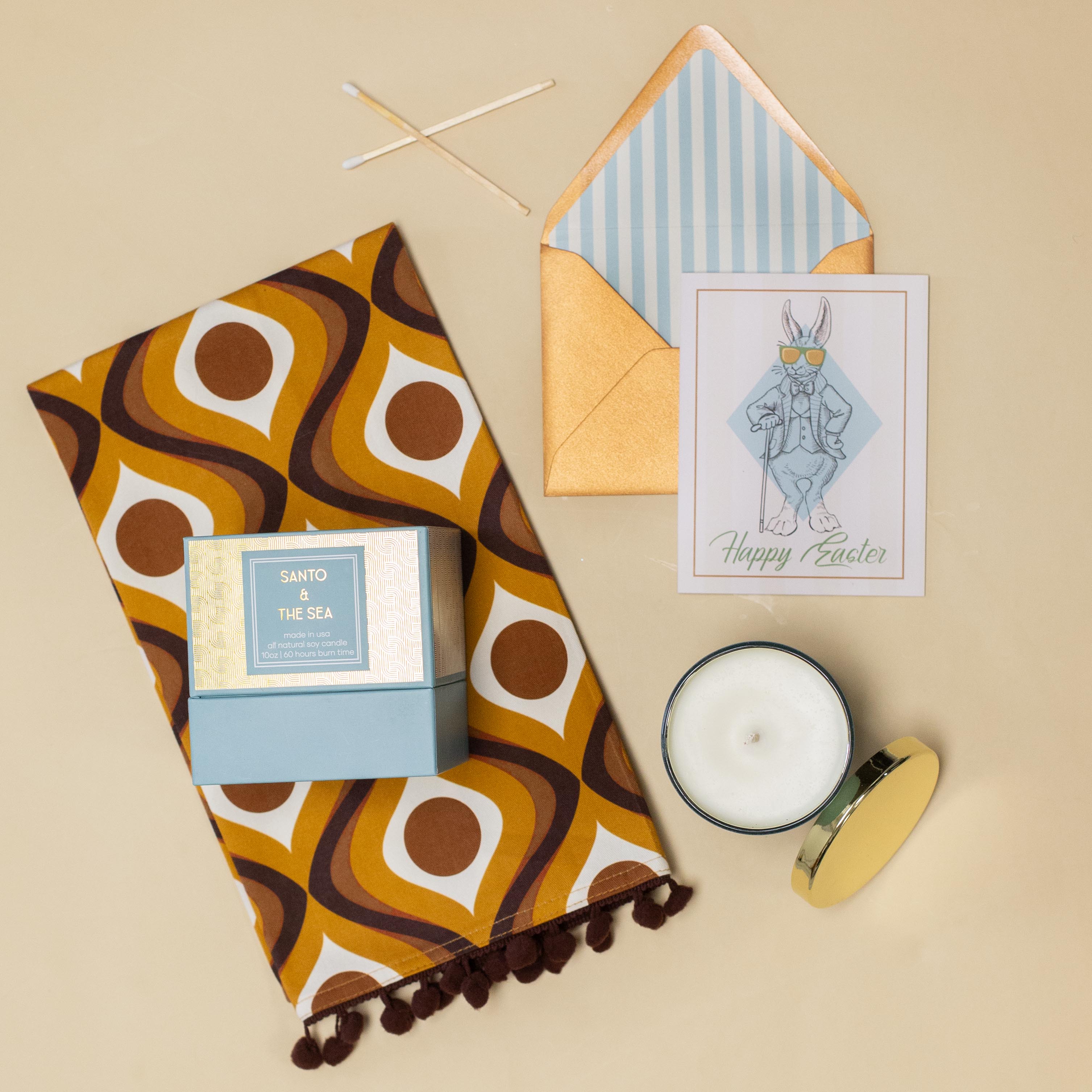 Palo Santo and the Sea Light Blue Gold Foil Boxed Candle