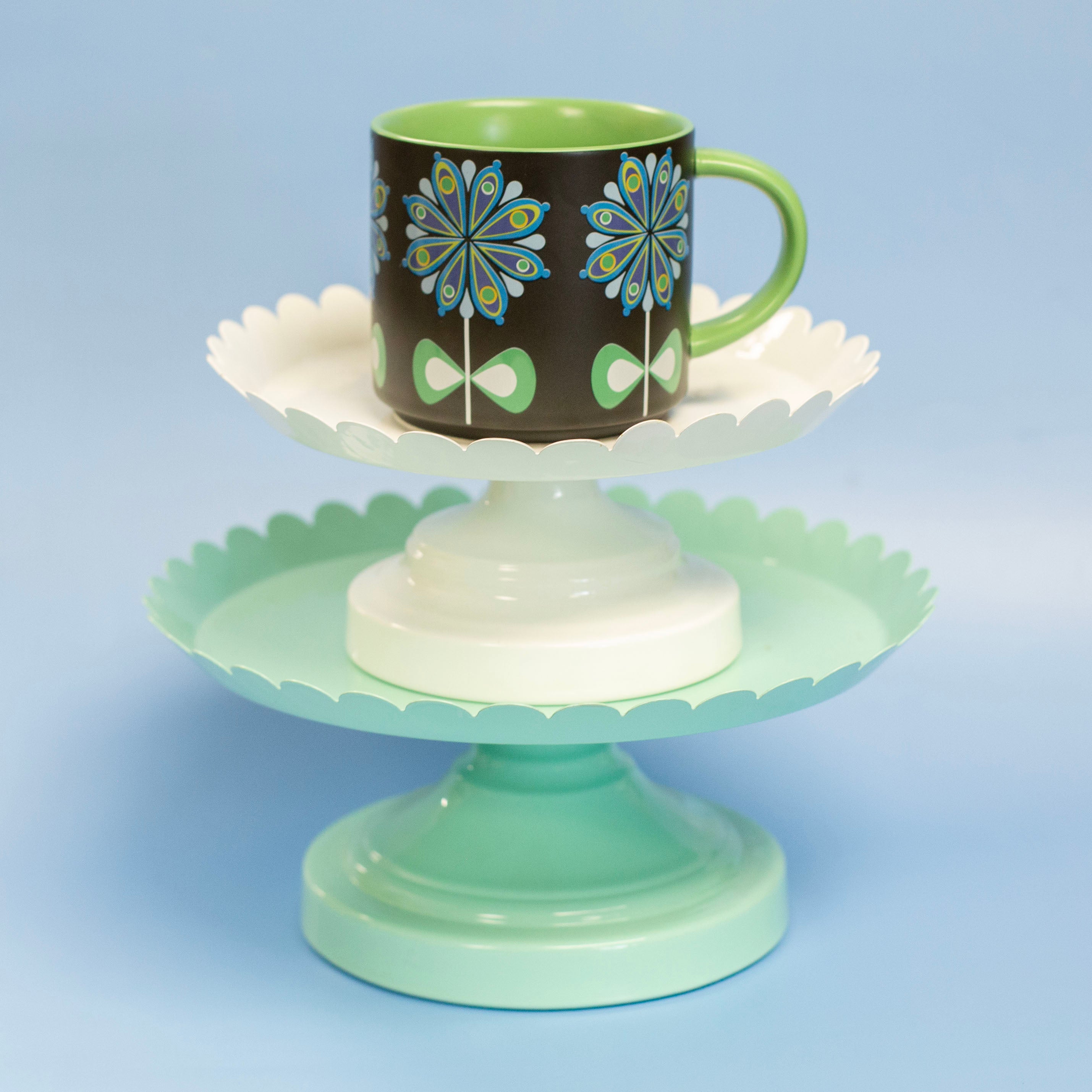 Casbah Bloom Blue Flower Mid Century Stackable Matte Coffee Mug