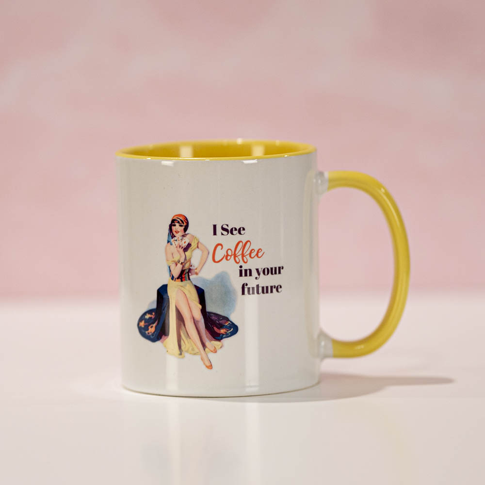 I see Coffee In Your Future Vintage Pinup Girl Coffee Mug