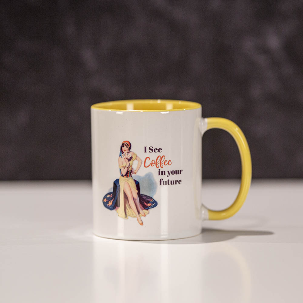 I see Coffee In Your Future Vintage Pinup Girl Coffee Mug