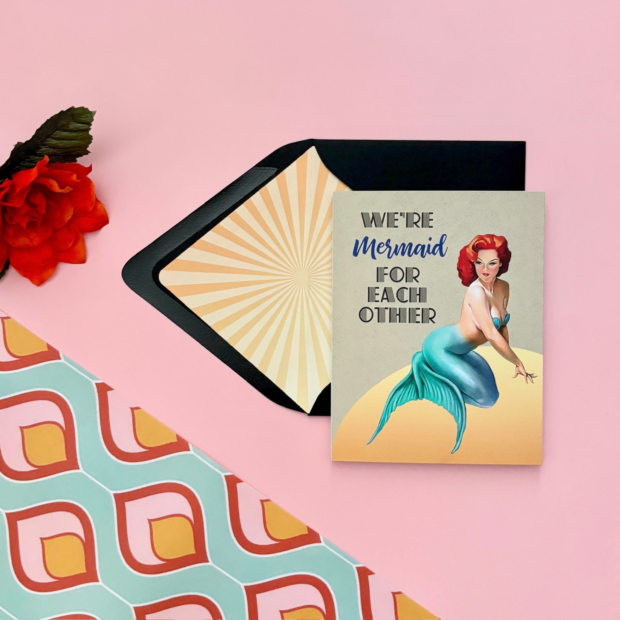 Were Mermaid for Each Other Vintage Pinup Love Card