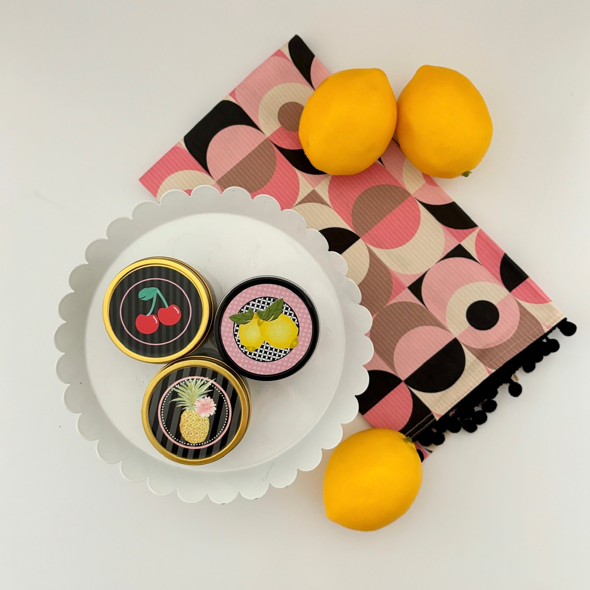 Lemon Pink and Yellow Vintage Travel Candle