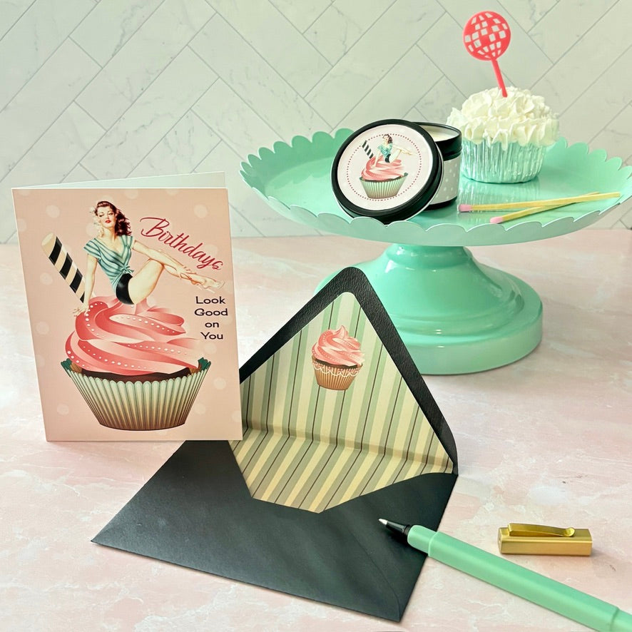 Pink Cupcake Vintage Pinup Mini Travel Candle