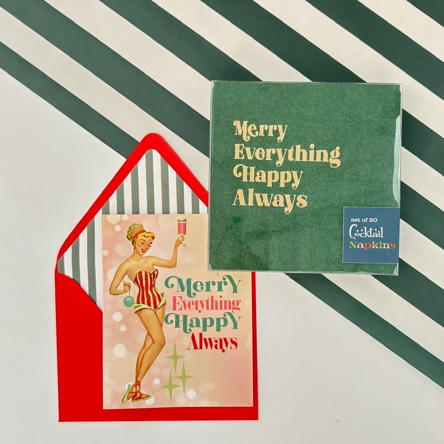 Merry Everything Happy Always Retro Greeting Card